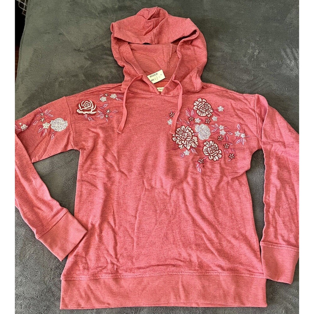 Aeropostale Womens Hoodie Pink Flowers Long Sleeve Size M NWT - Picture 2 of 6